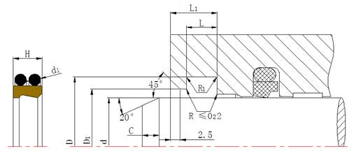 雙O型組合防塵圈DPE截面結構圖