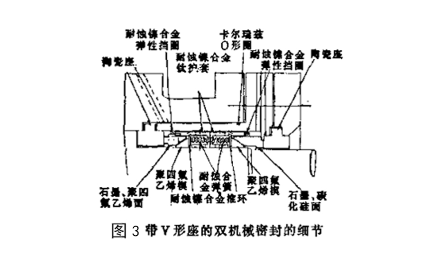 圖3-帶V型座的雙機械密封件的細節結構圖