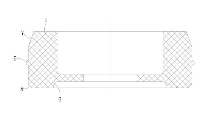 一種耐壓油封件-圖4是本實用新型最初加工時,密封腰部呈平直的薄片狀態下,耐壓油封件的剖視 一種耐壓油封件-圖4是本實用新型最初加工時,密封腰部呈平直的薄片狀態下,耐壓油封件的剖視